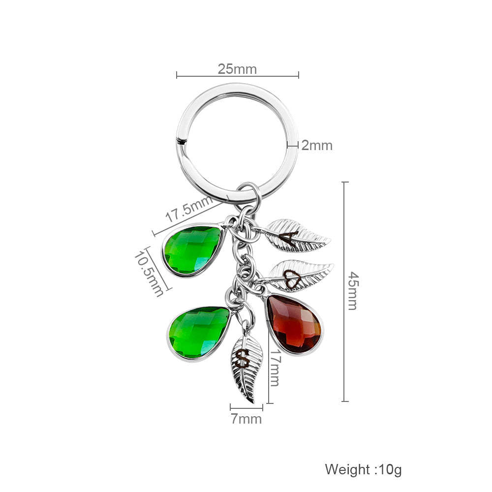 Mother's Day Gift Personalized custom leaf crystal keychain-Engravingift