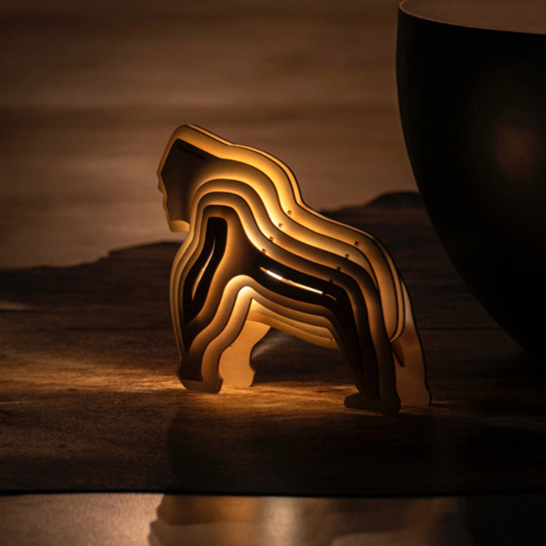 Christmas Gift 3D Wooden Animal Statue Decor Fantasy Lamp-Engravingift