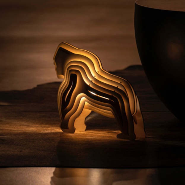 Christmas Gift 3D Wooden Animal Statue Decor Fantasy Lamp-Engravingift