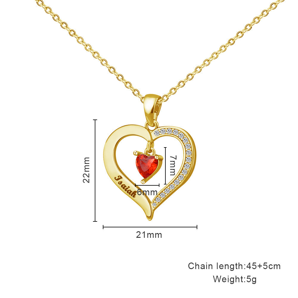 Mother's Day Gift Custom Diamond Heart Pendant Necklace-Engravingift