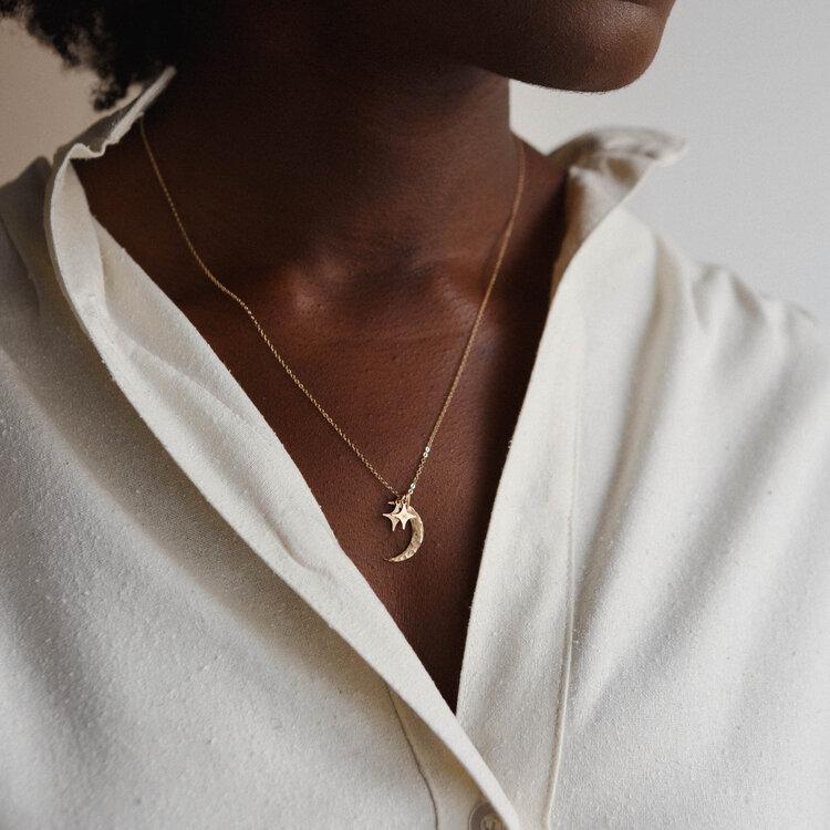 Mother's Day Gift Moon and Stars initials Necklace-Engravingift