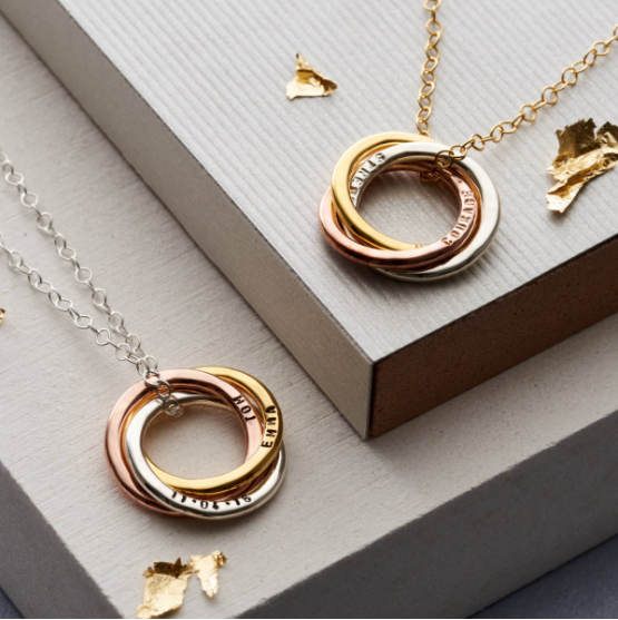 Mother's Day Gift Personalized Mixed Russian Ring Necklace