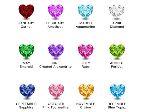 Christmas Gift Heart-shaped pendant and custom birthstone necklace