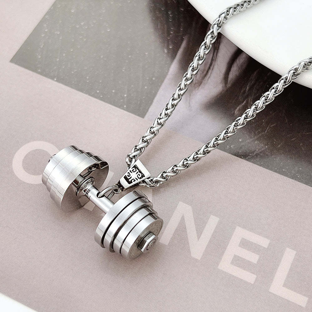 Father's Day Gift "You Be Fearless Be Strong" Custom Dumbbell Diamond Name Necklace-Engravingift