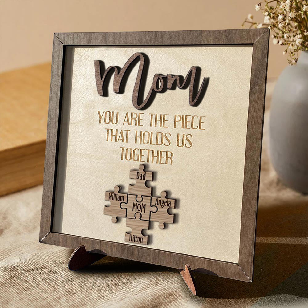 Mother's Day Gift "Mum You Are the Piece that Holds Us Together" Personalized Puzzle Pieces Name Sign Love Gift-Engravingift