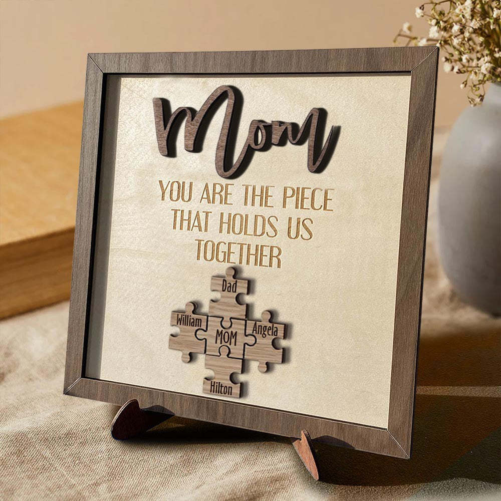 Mother's Day Gift "Mum You Are the Piece that Holds Us Together" Personalized Puzzle Pieces Name Sign Love Gift-Engravingift