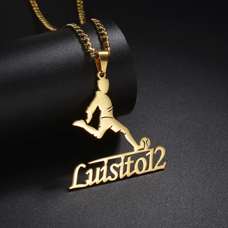 Sport Soccer Cuban Chain Personalized Name Necklace
