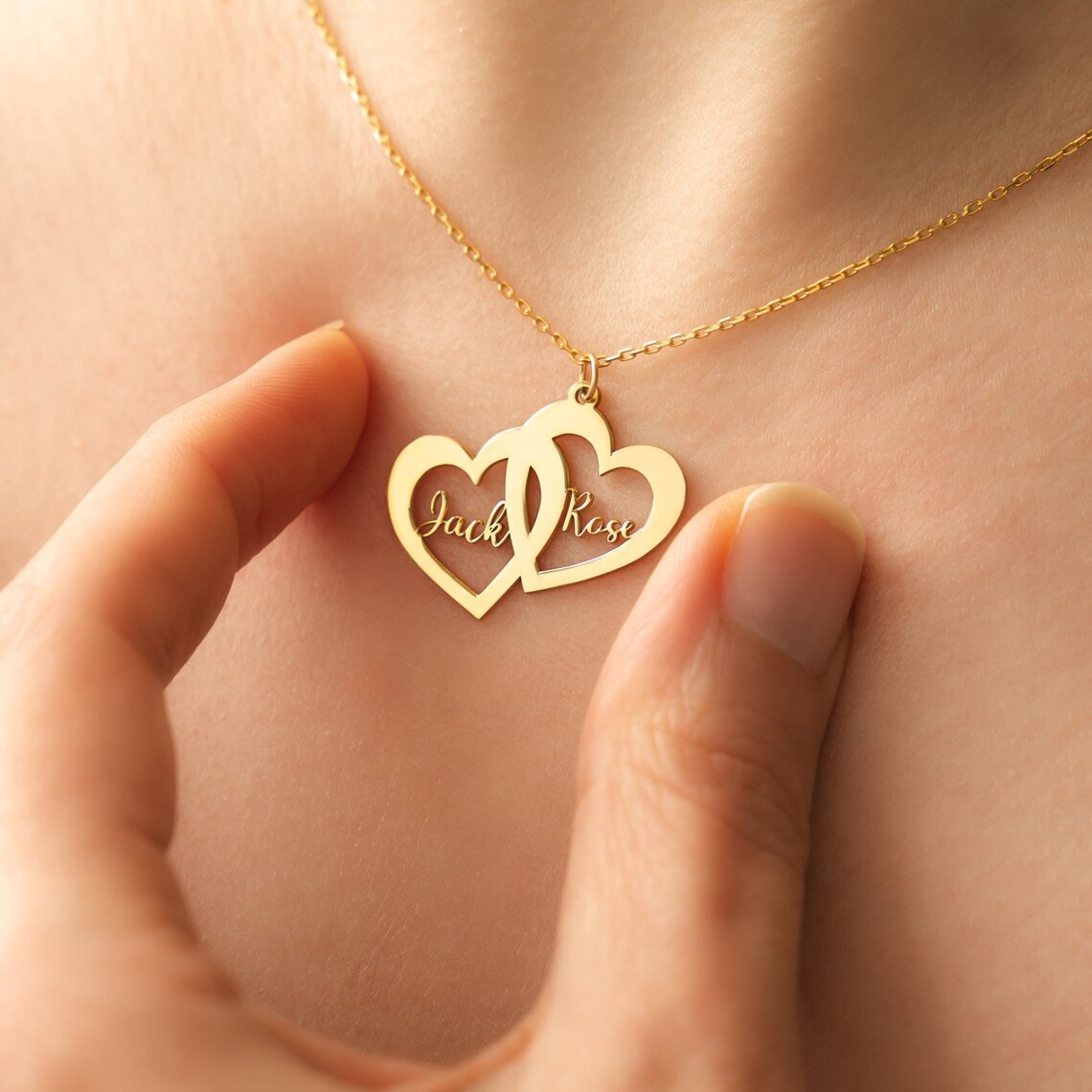 Couple Name Heart Personalized Two Names Necklace