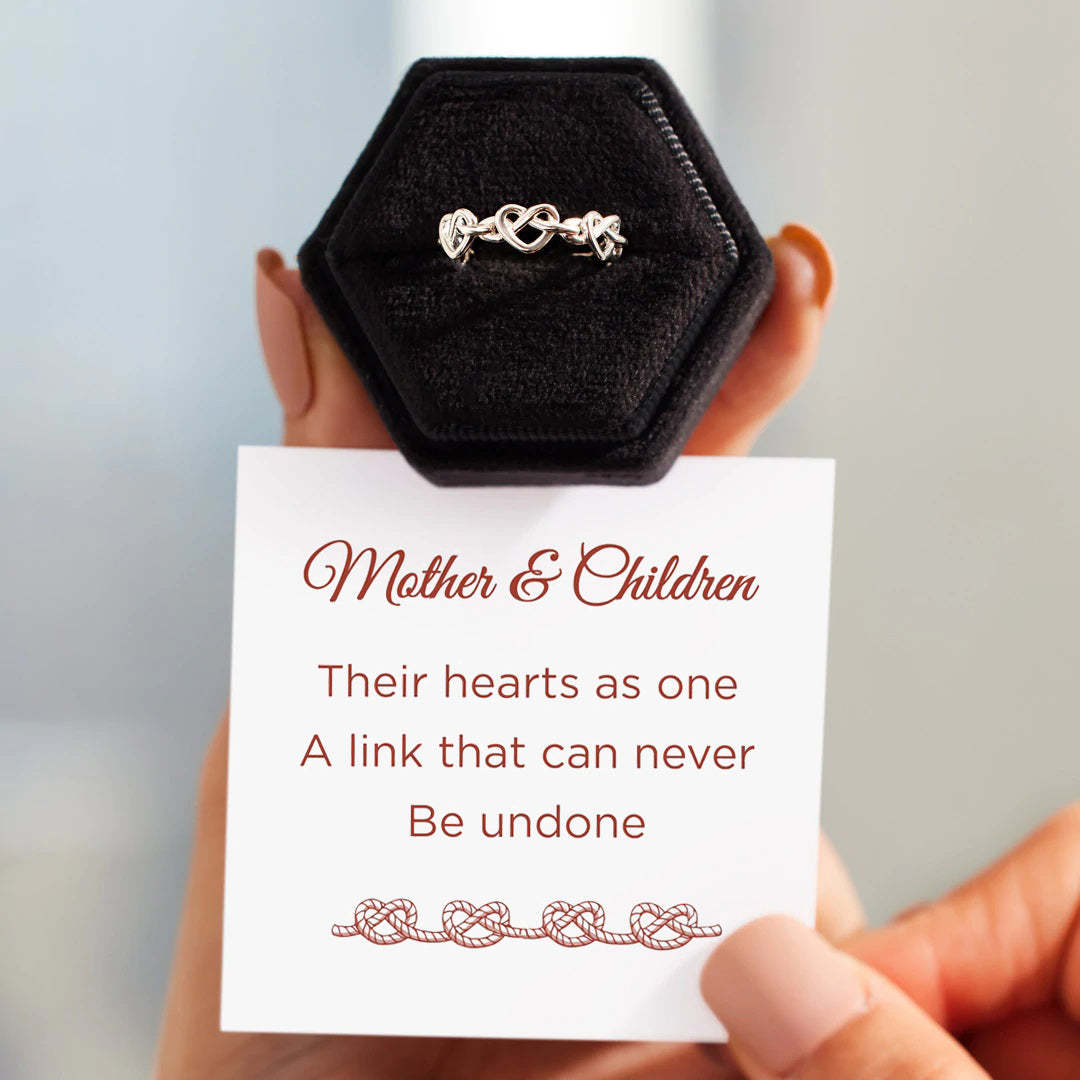 Mother's Day Gift To My Mom Heart Knot Ring "A link That Can Never Be Undone"-Engravingift