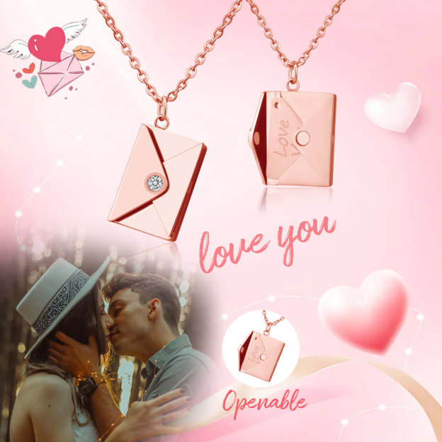 Christmas Gift Personalized Diamond Envelope Necklace