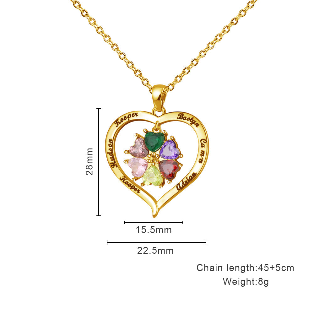 Mother's Day Gift Custom Diamond Heart Pendant Necklace-Engravingift