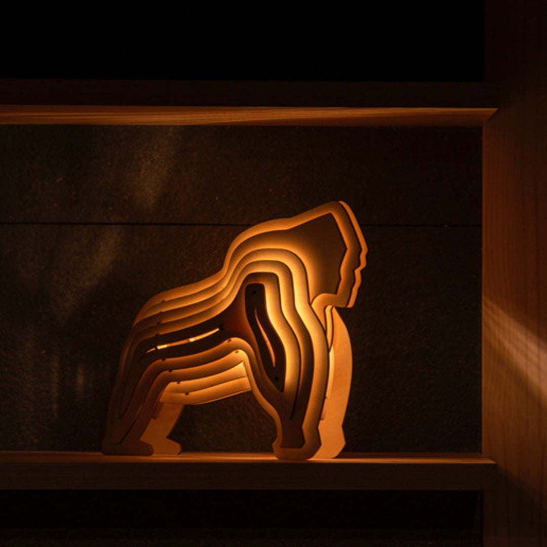 Christmas Gift 3D Wooden Animal Statue Decor Fantasy Lamp-Engravingift