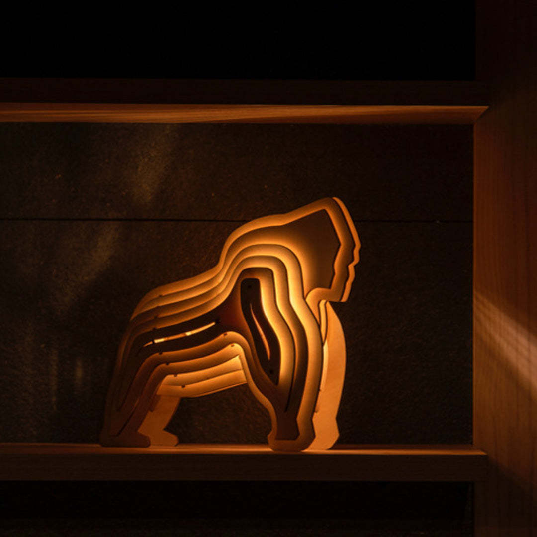 Christmas Gift 3D Wooden Animal Statue Decor Fantasy Lamp-Engravingift