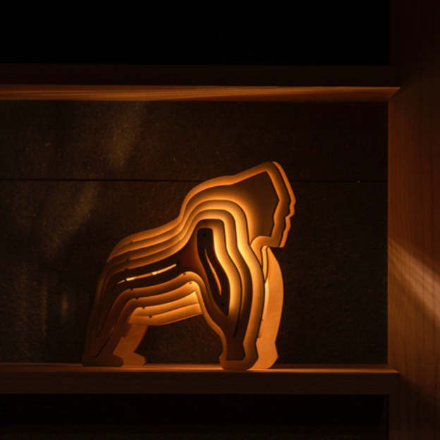 Christmas Gift 3D Wooden Animal Statue Decor Fantasy Lamp-Engravingift