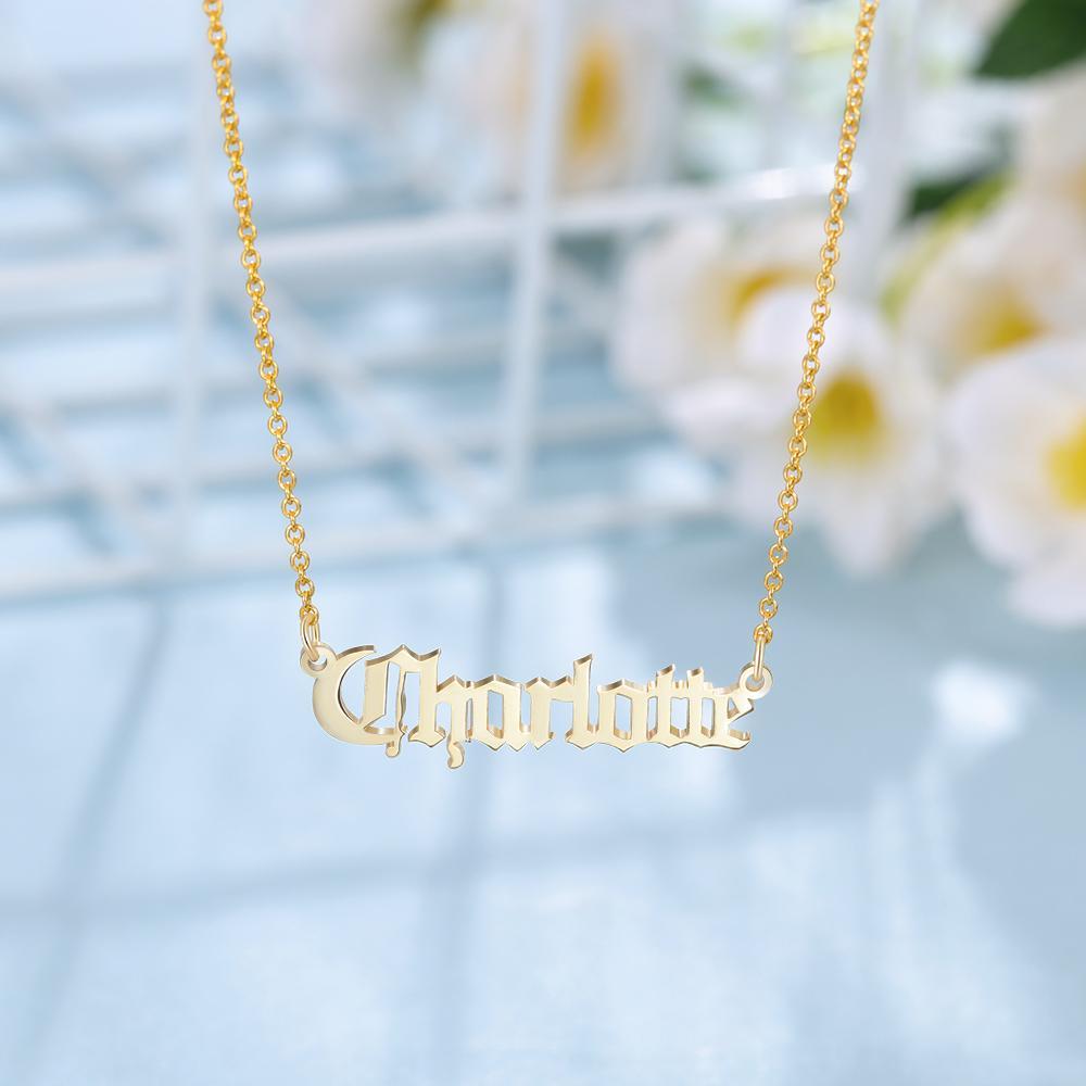 Mother's Day Gift Personalized Name Necklace Old English Name Necklaces-Engravingift