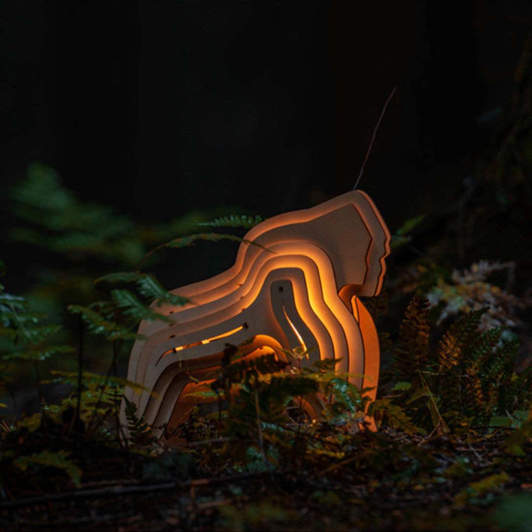 Christmas Gift 3D Wooden Animal Statue Decor Fantasy Lamp-Engravingift