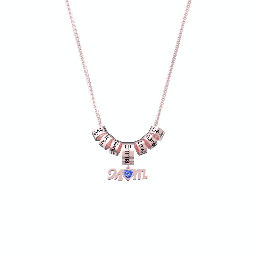 Mother's Day Gift Personalized Mom Birthstone Necklace With Custom Beads-Engravingift