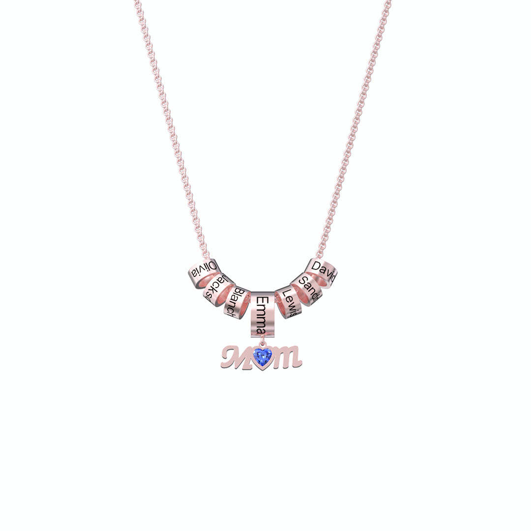 Mother's Day Gift Personalized Mom Birthstone Necklace With Custom Beads-Engravingift