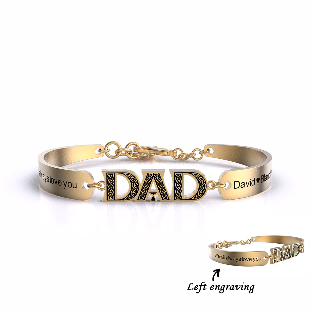 Father's Day Gift Personalized DAD Bracelet Engraved with Love and Family Names