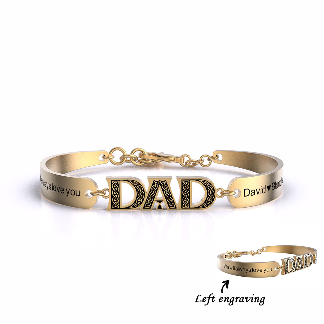Christmas Gift Personalized DAD Bracelet Engraved with Love and Family Names