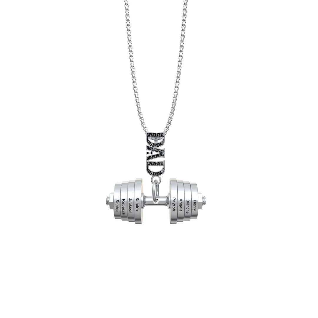 Christmas Gift Personalized DAD Dumbbell Necklace