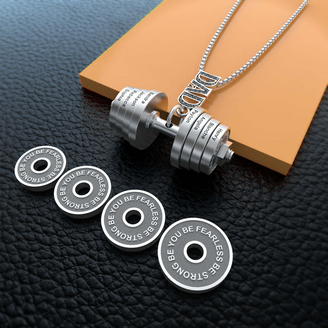 Christmas Gift Personalized DAD Dumbbell Necklace