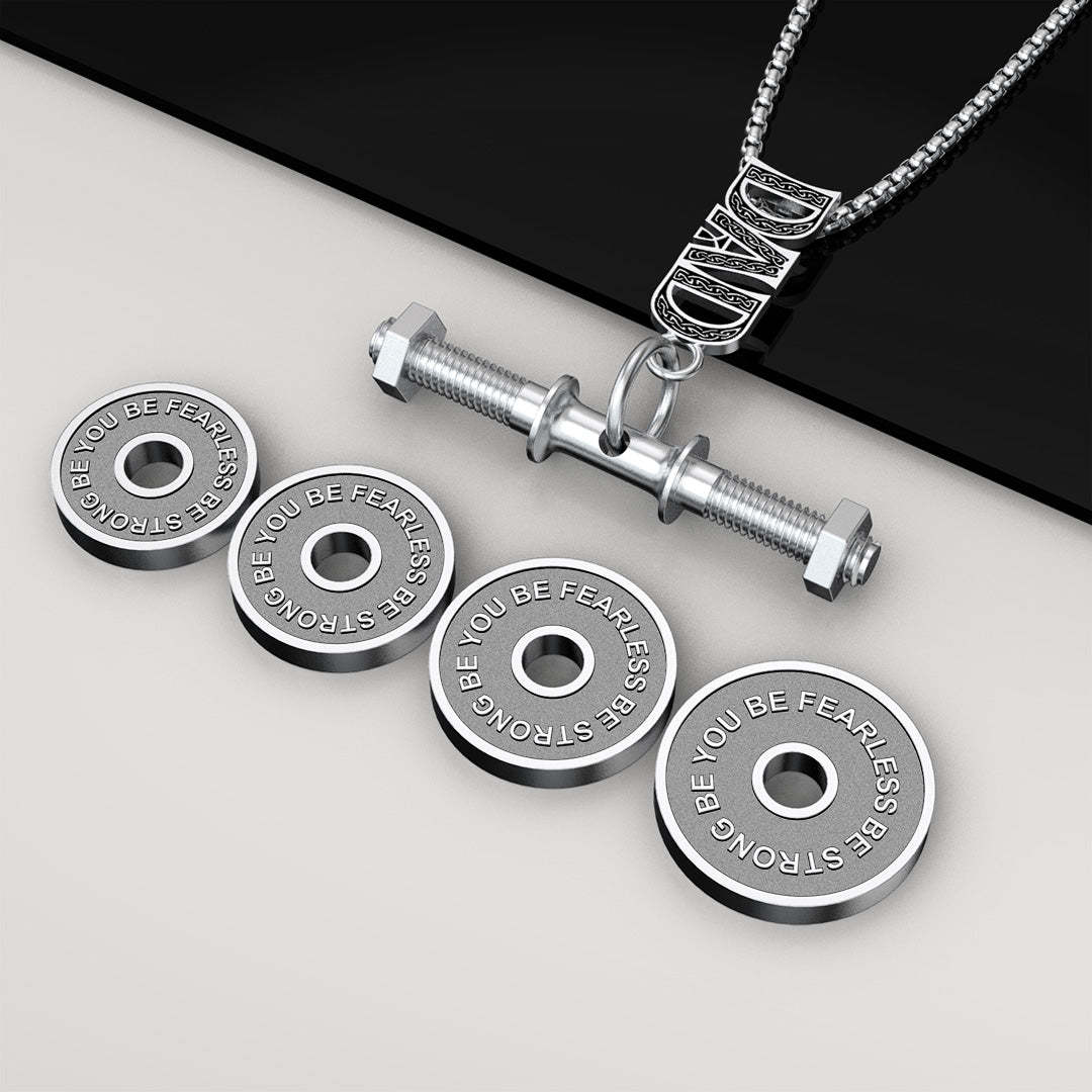 Christmas Gift Personalized DAD Dumbbell Necklace