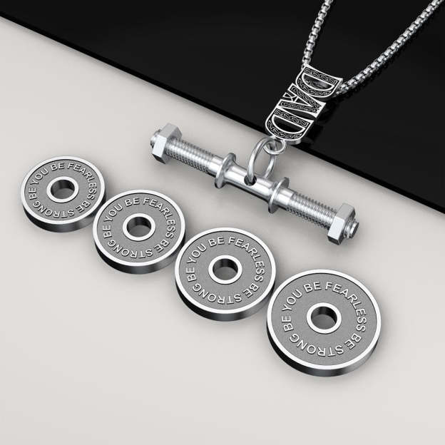 Christmas Gift Personalized DAD Dumbbell Necklace
