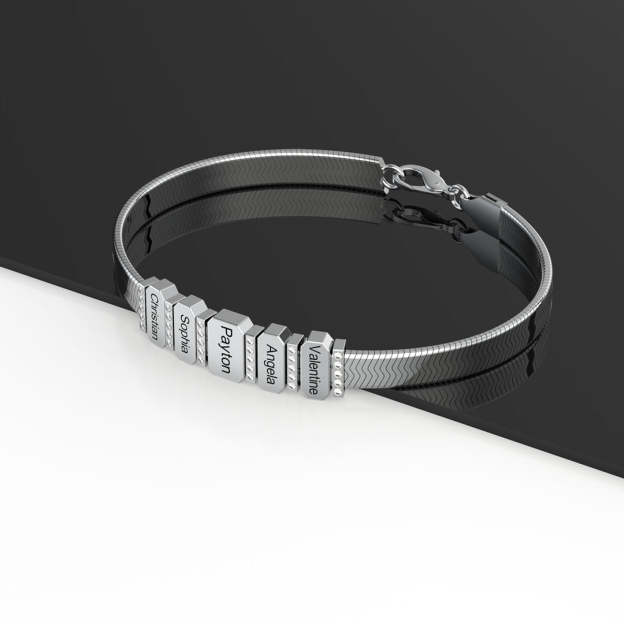 Men's Snake-shaped Chains With Custom Diamond Family Beads