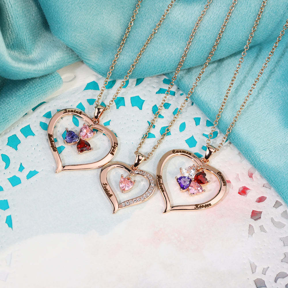Mother's Day Gift Custom Diamond Heart Pendant Necklace-Engravingift