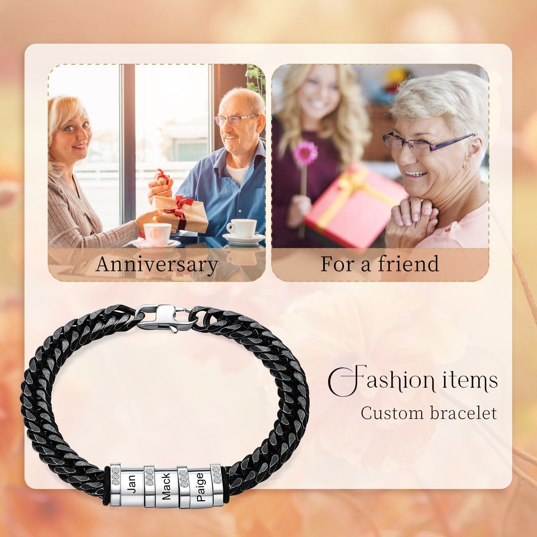 Christmas Gift Personalized Cuban Chain Bracelet Custom Diamond Beads