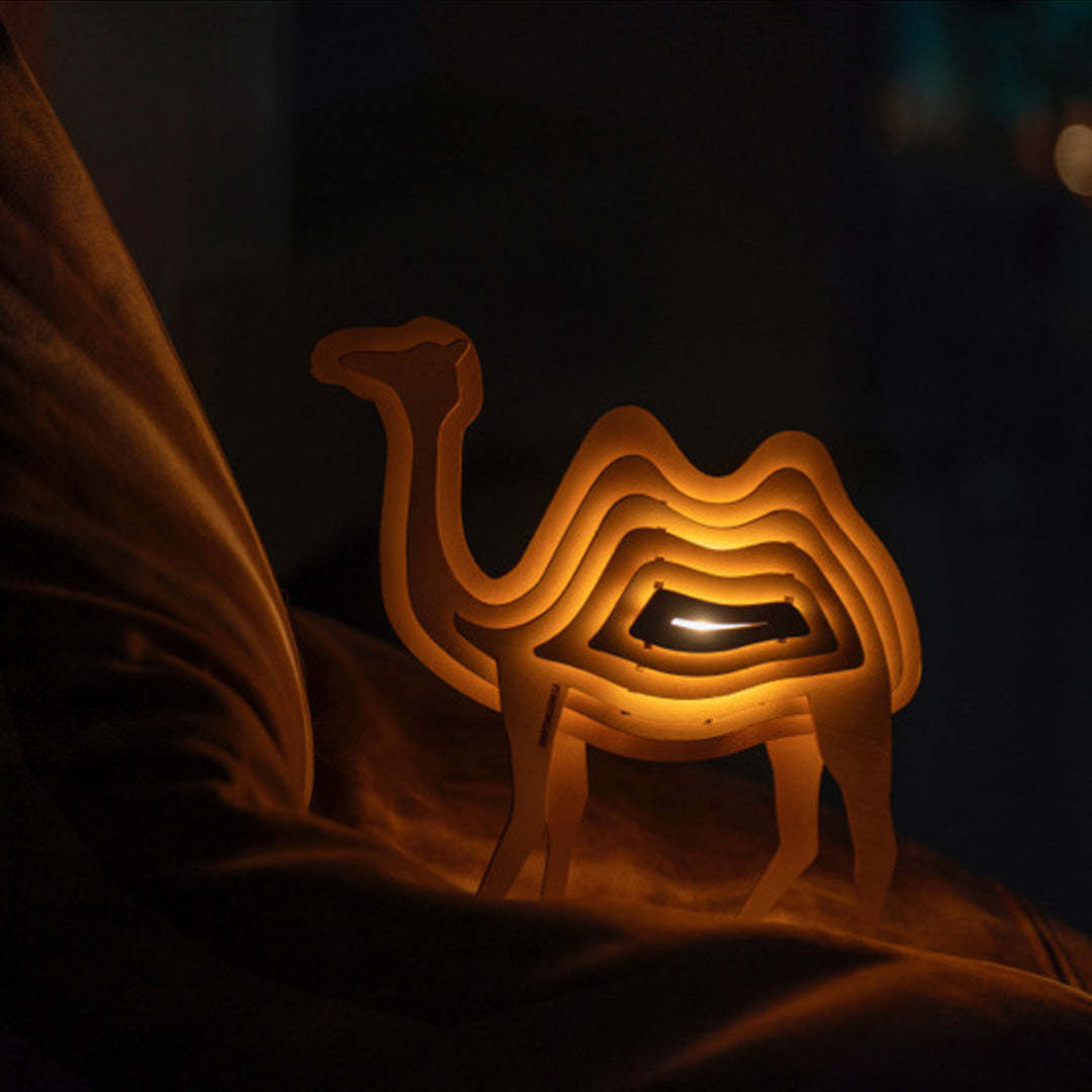 Christmas Gift 3D Wooden Animal Statue Decor Fantasy Lamp-Engravingift