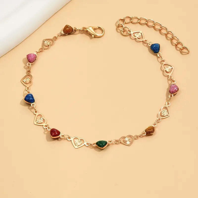 Mother's Day Gift Ladies Love Heart Chain Anklet Vintage Style Ankle Bracelet For Women & Girls-Engravingift