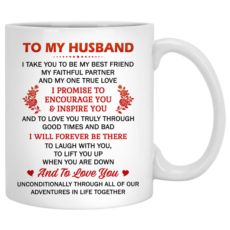 Mother's Day Day Gift Mother's Day Day gift To my husband Promise to encourage you and inspire you city street customized mug, personalized Mother's Day Day gift for him-Engravingift