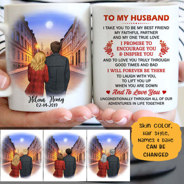 Mother's Day Day Gift Mother's Day Day gift To my husband Promise to encourage you and inspire you city street customized mug, personalized Mother's Day Day gift for him-Engravingift