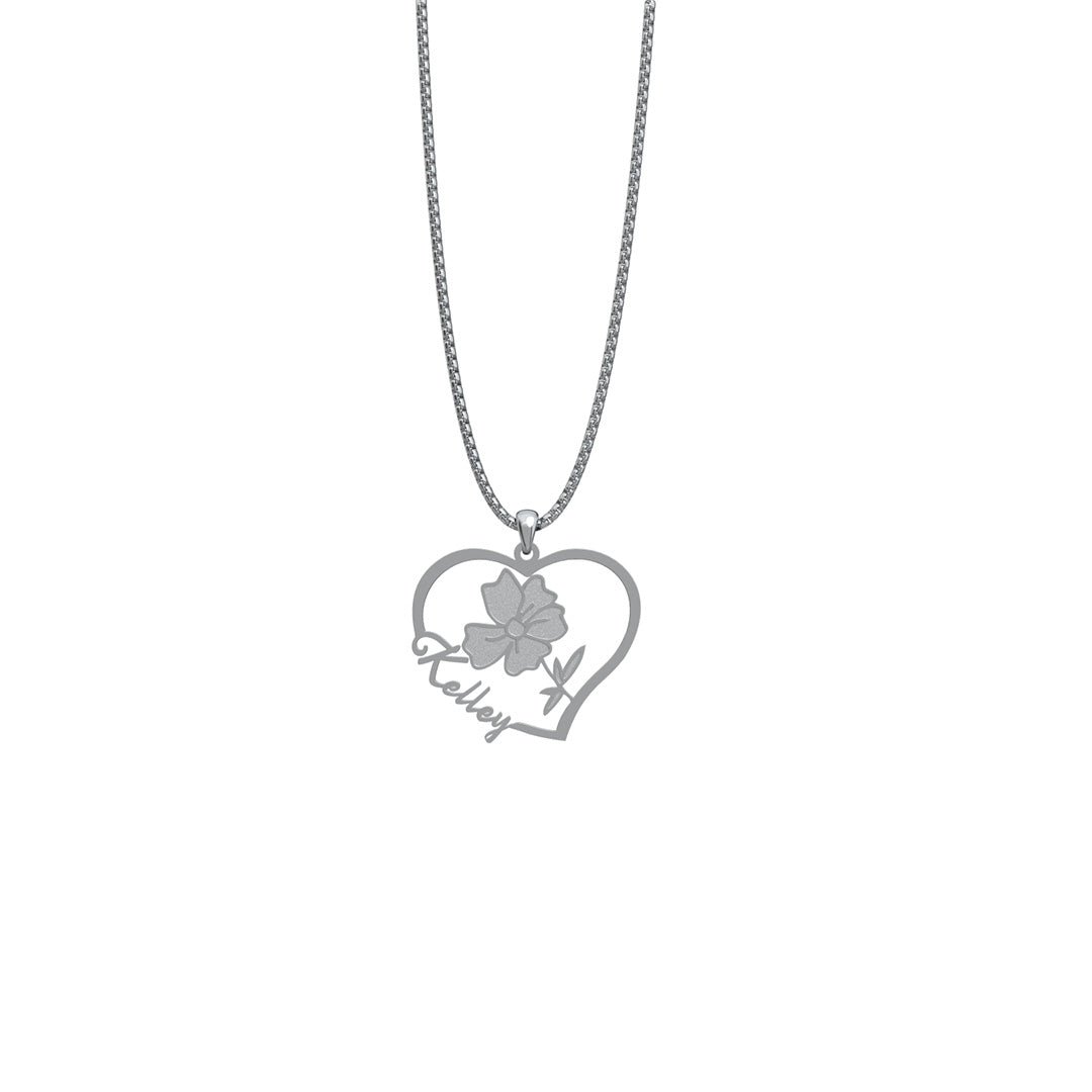 Mother's Day Gift Birthday Gift Everlasting Blooms: Birth Flower Love Heart Necklace-Engravingift