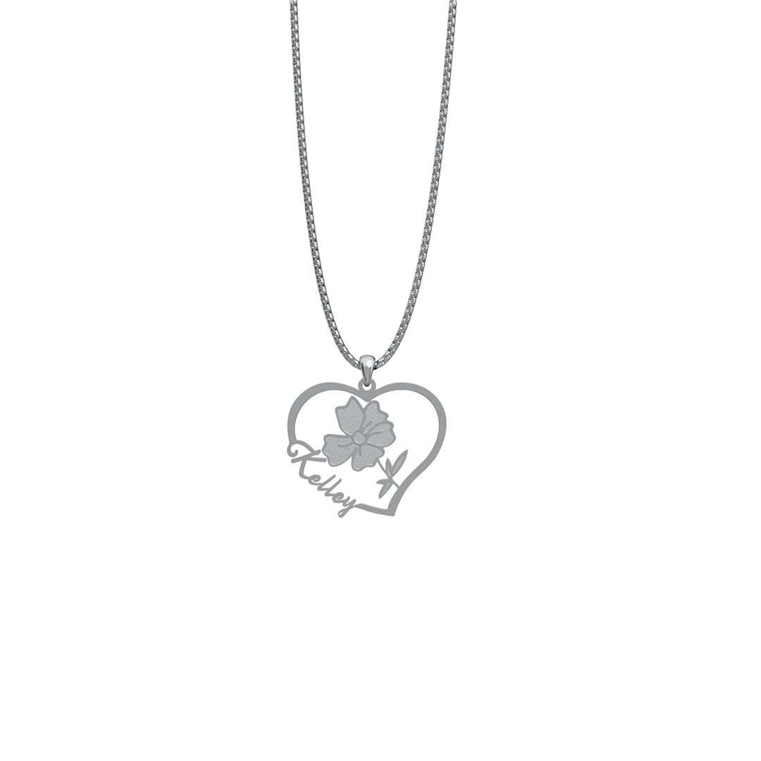 Mother's Day Gift Birthday Gift Everlasting Blooms: Birth Flower Love Heart Necklace-Engravingift