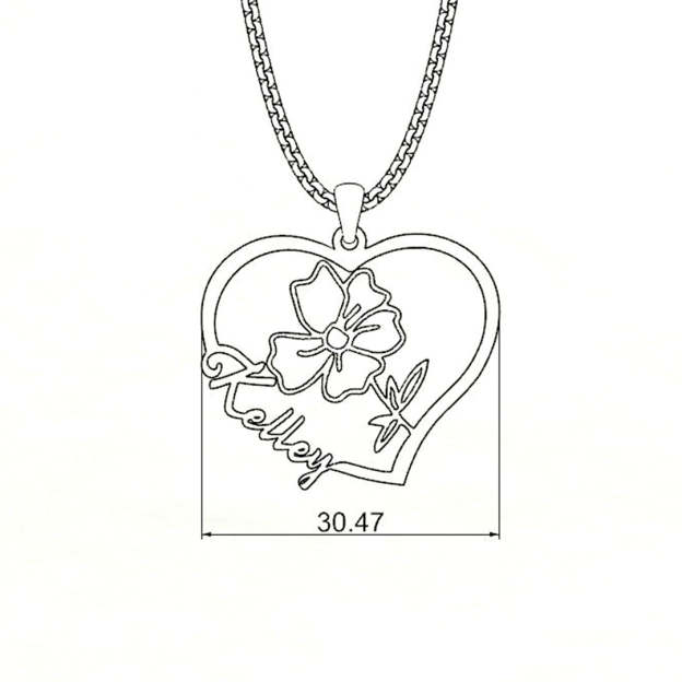 Mother's Day Gift Birthday Gift Everlasting Blooms: Birth Flower Love Heart Necklace-Engravingift
