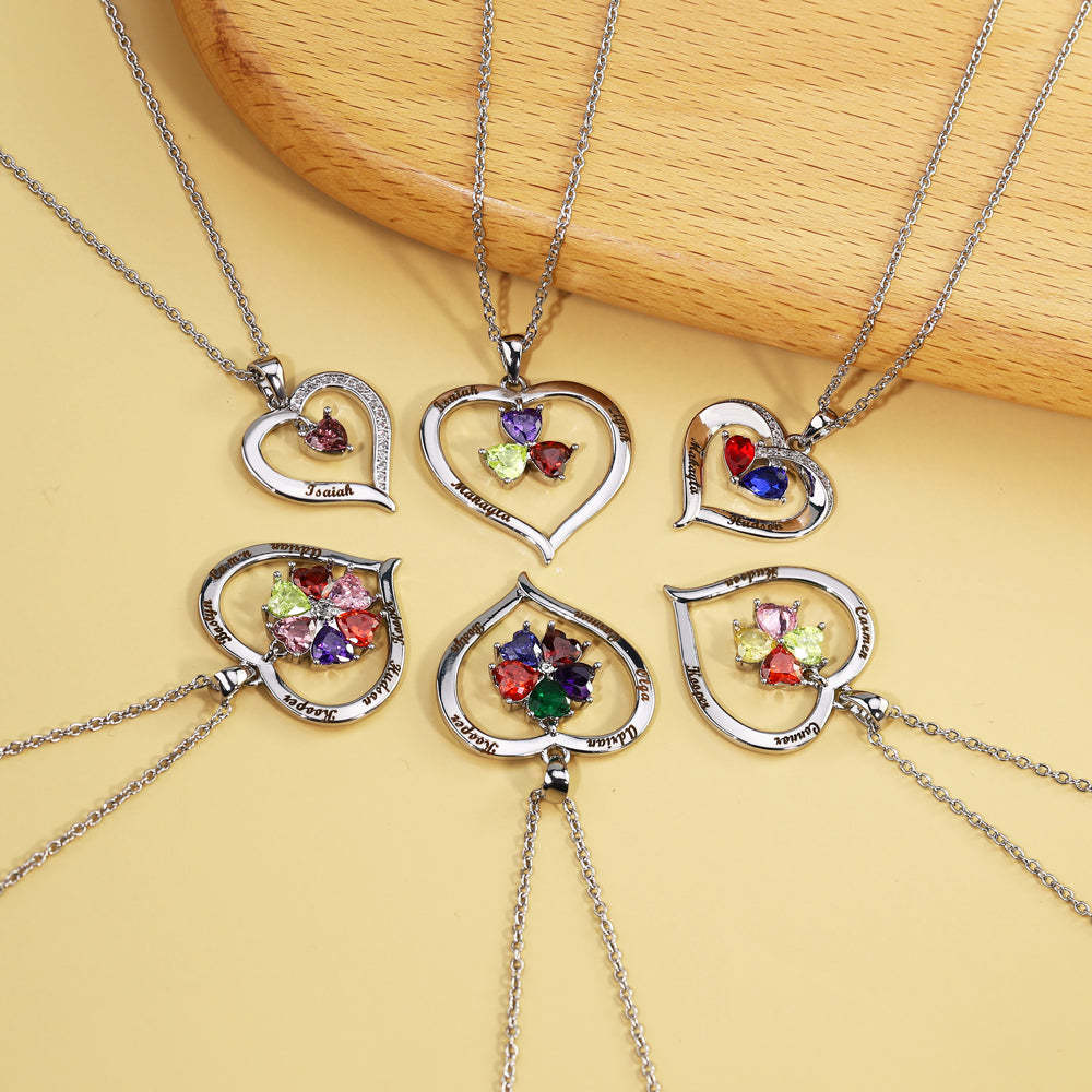 Mother's Day Gift Custom Diamond Heart Pendant Necklace-Engravingift