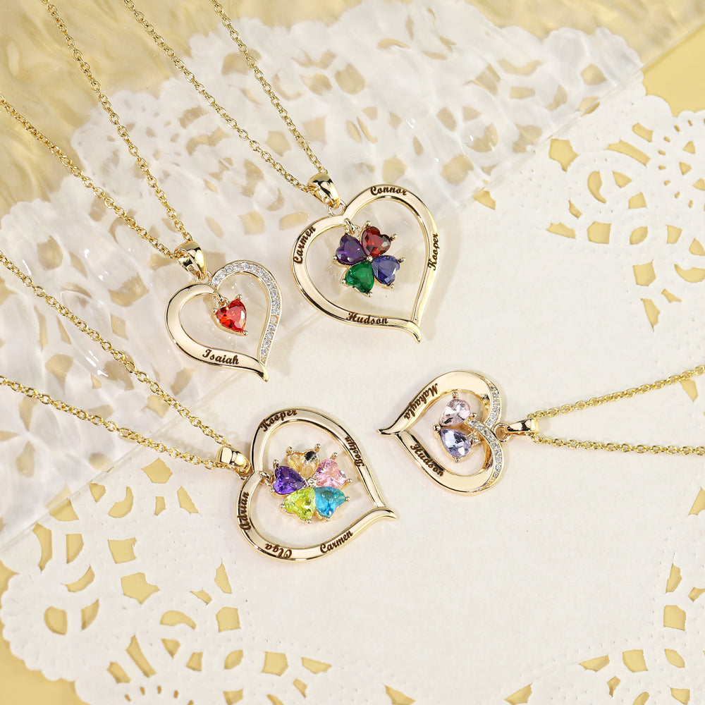Mother's Day Gift Custom Diamond Heart Pendant Necklace-Engravingift