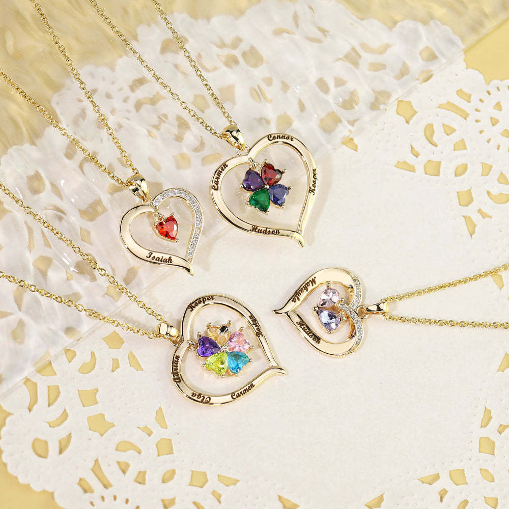 Mother's Day Gift Custom Diamond Heart Pendant Necklace-Engravingift