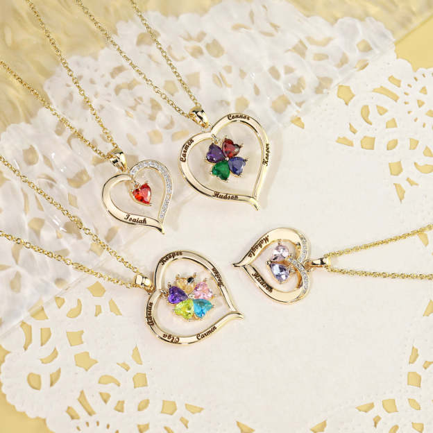 Mother's Day Gift Custom Diamond Heart Pendant Necklace-Engravingift