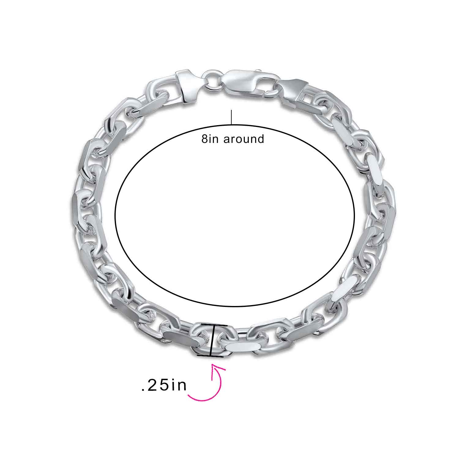 Father's Day Gift Heavy Paper Clip, Wheat, Marine Chain Link Bracelet 3,6,7MM 925 Silver-Engravingift