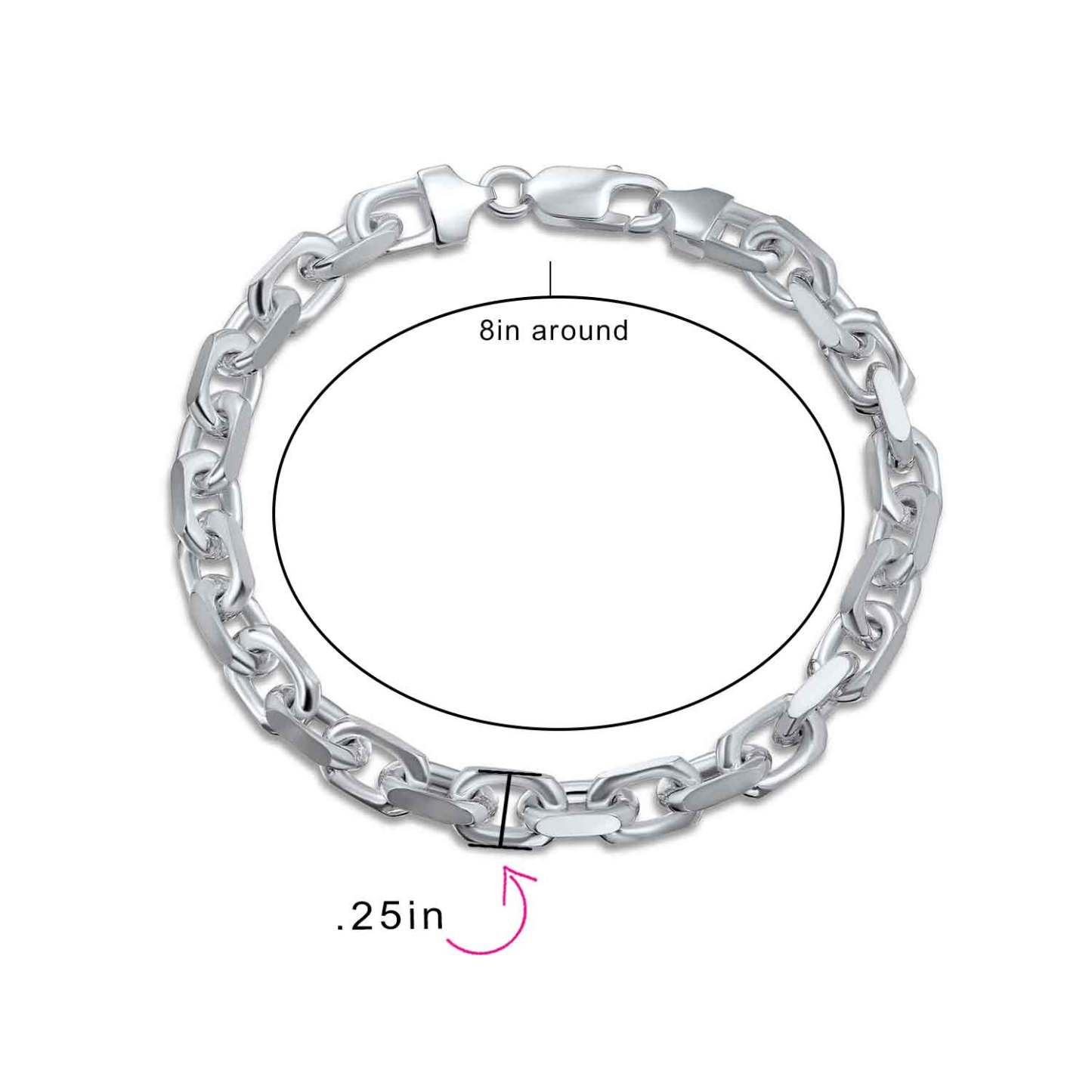 Father's Day Gift Heavy Paper Clip, Wheat, Marine Chain Link Bracelet 3,6,7MM 925 Silver-Engravingift