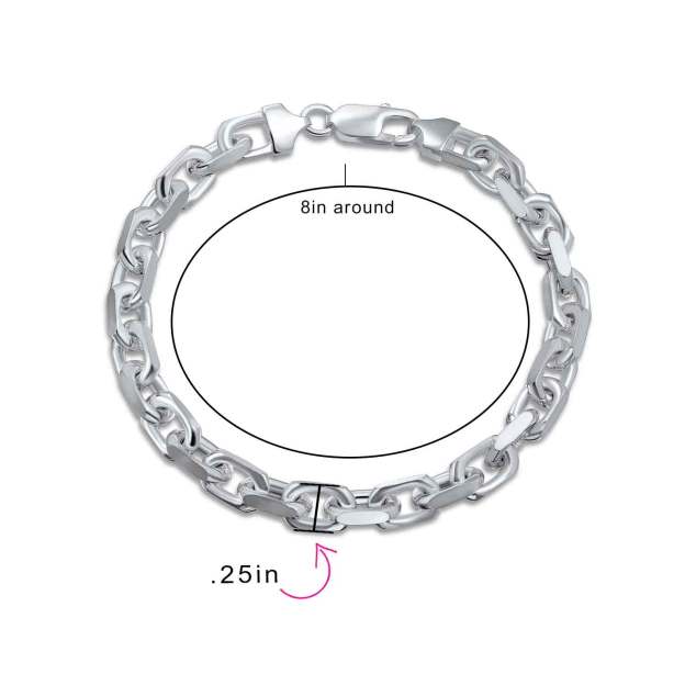 Father's Day Gift Heavy Paper Clip, Wheat, Marine Chain Link Bracelet 3,6,7MM 925 Silver-Engravingift