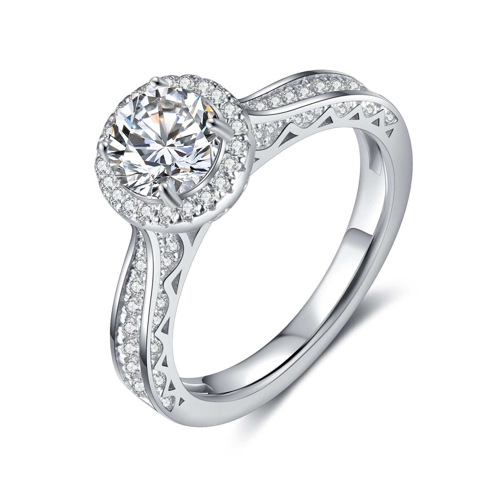 Mother's Day Gift Round Cut Moissanite Diamond Ring Set Dainty Solitaire Engagement Ring-Engravingift