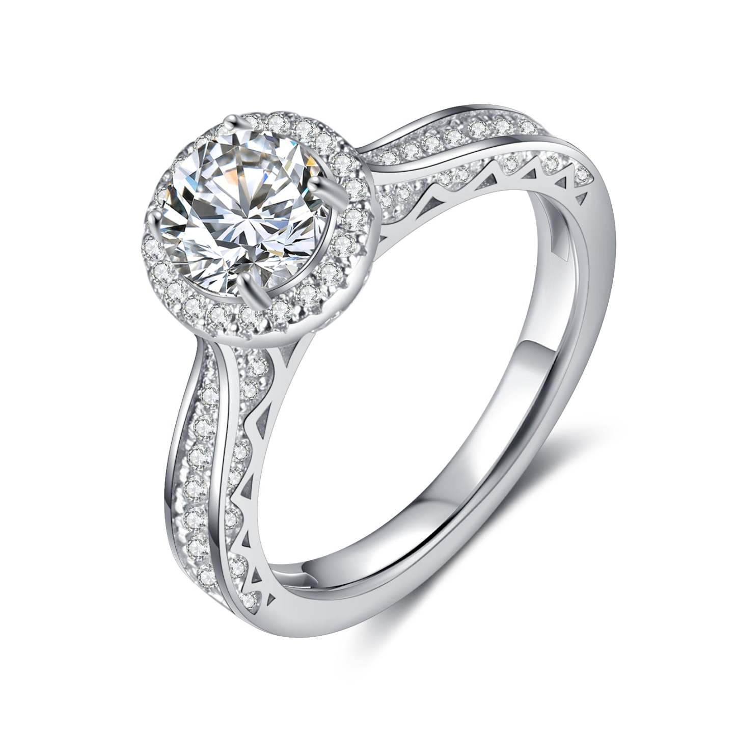 Mother's Day Gift Round Cut Moissanite Diamond Ring Set Dainty Solitaire Engagement Ring-Engravingift