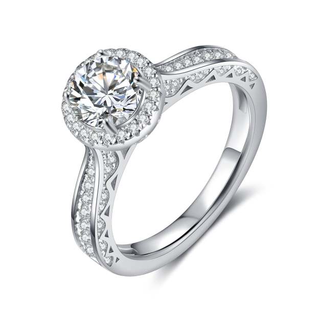 Mother's Day Gift Round Cut Moissanite Diamond Ring Set Dainty Solitaire Engagement Ring-Engravingift