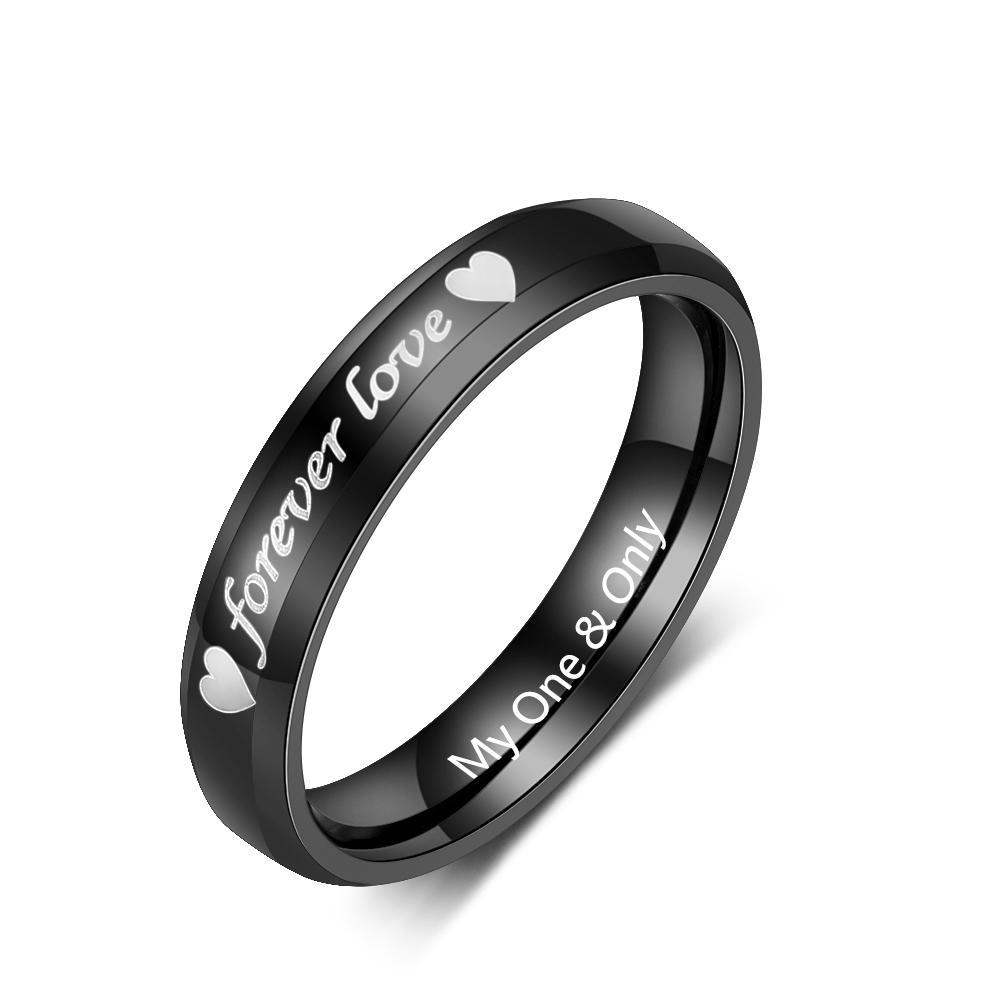 Christmas Gift Couples Rings for Her Women Engravable Personalized Lovers Promise Ring Black