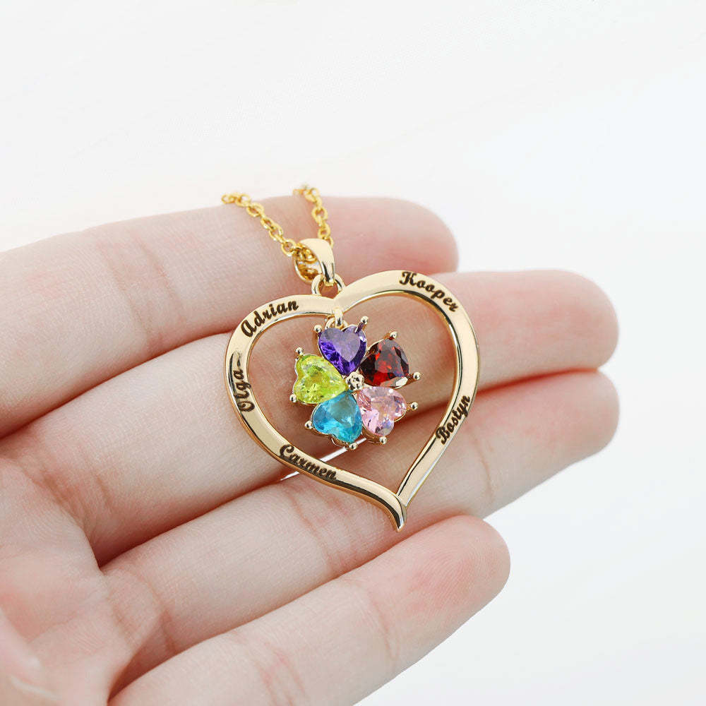Mother's Day Gift Custom Diamond Heart Pendant Necklace-Engravingift